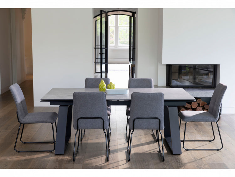 Baluga Extension Dining Table Andesite Ceramic