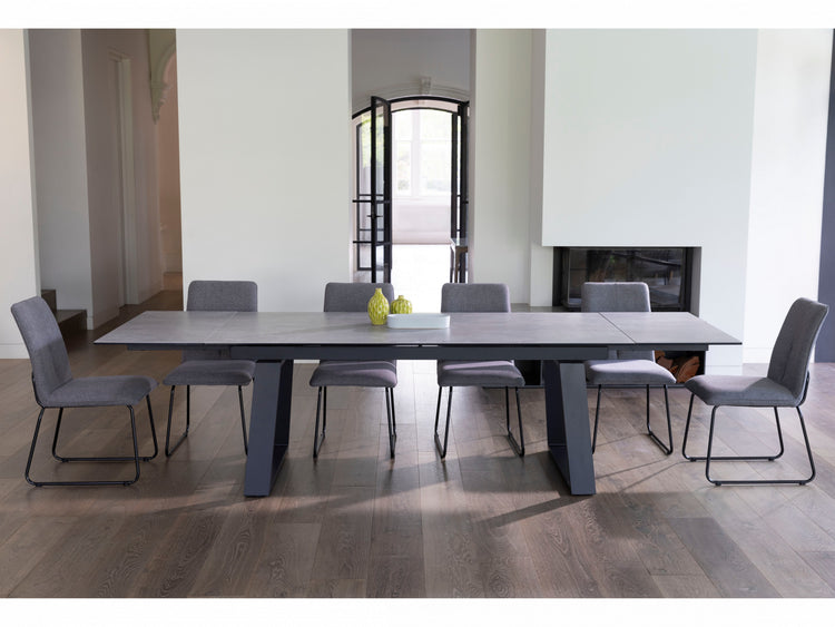 Baluga Extension Dining Table Andesite Ceramic
