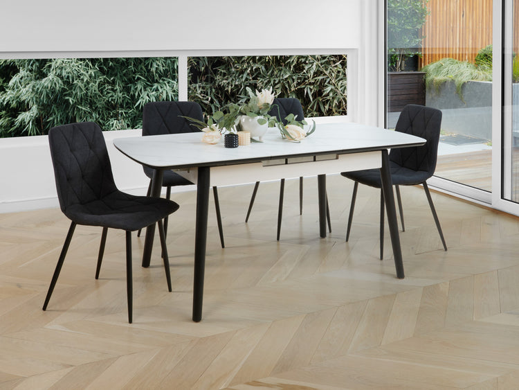Mila Extension Dining Table Snow White Ceramic