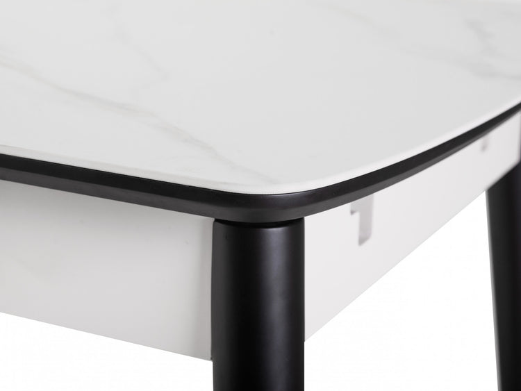Mila Extension Dining Table Snow White Ceramic