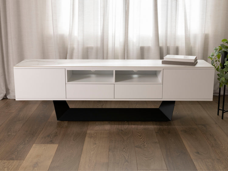 Symphony TV Unit Marmo Ceramic/ White MDF