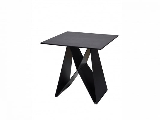 Etna Side Table in Shadow grey Italian Ceramic and Black