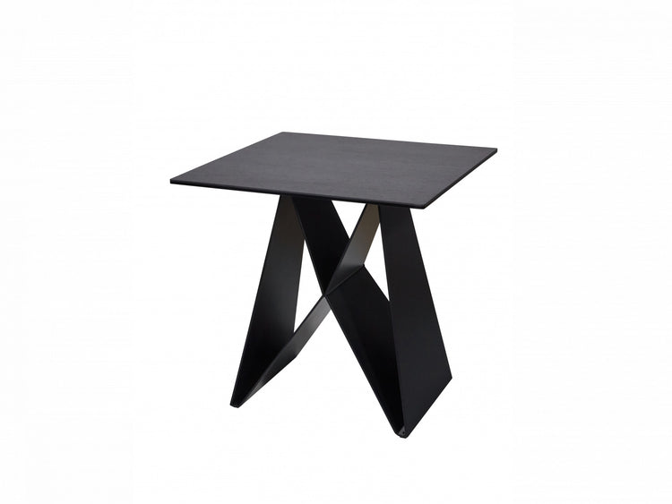 Etna Side Table in Shadow grey Italian Ceramic and Black