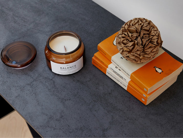Etna Side Table in Shadow grey Italian Ceramic and Black