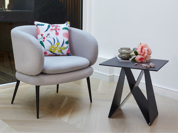 Etna Side Table in Shadow grey Italian Ceramic and Black