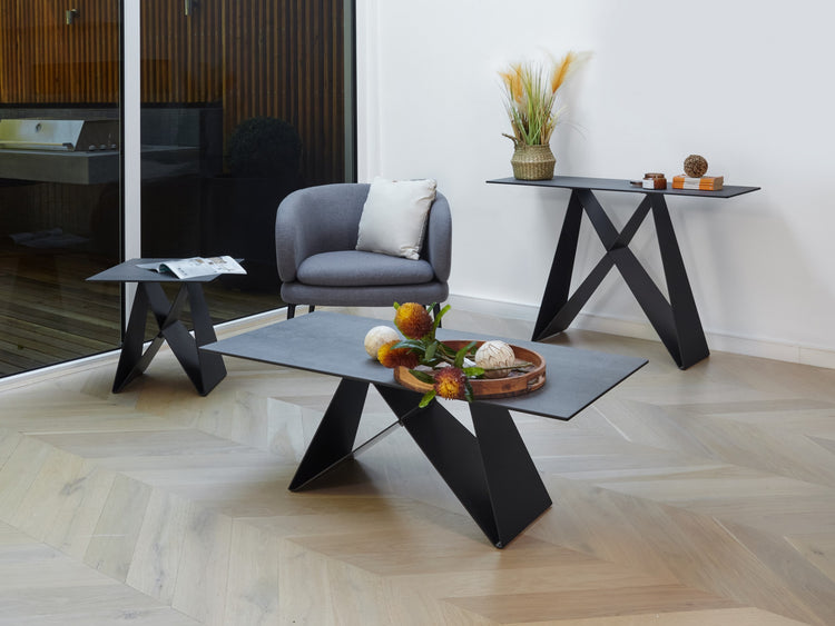 Etna Coffee Table in Shadow grey Italian Ceramic and Black
