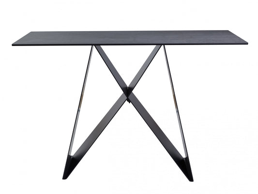 Etna Console Table in Shadow grey Italian Ceramic and Black