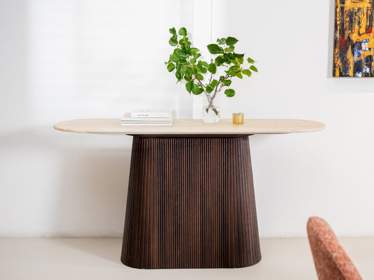 Crete Console Table Travertine