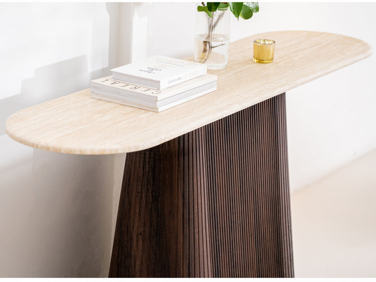 Crete Console Table Travertine