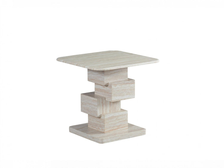 Eros Side Table White Travertine