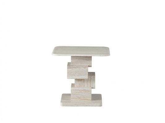 Eros Side Table White Travertine