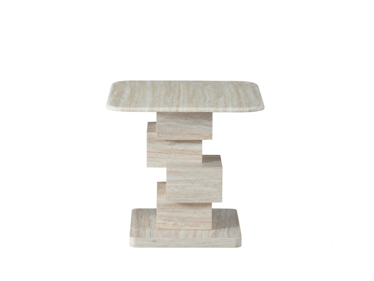 Eros Side Table White Travertine