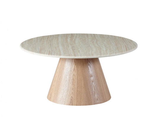 Waverley Round Coffee Table White Travertine