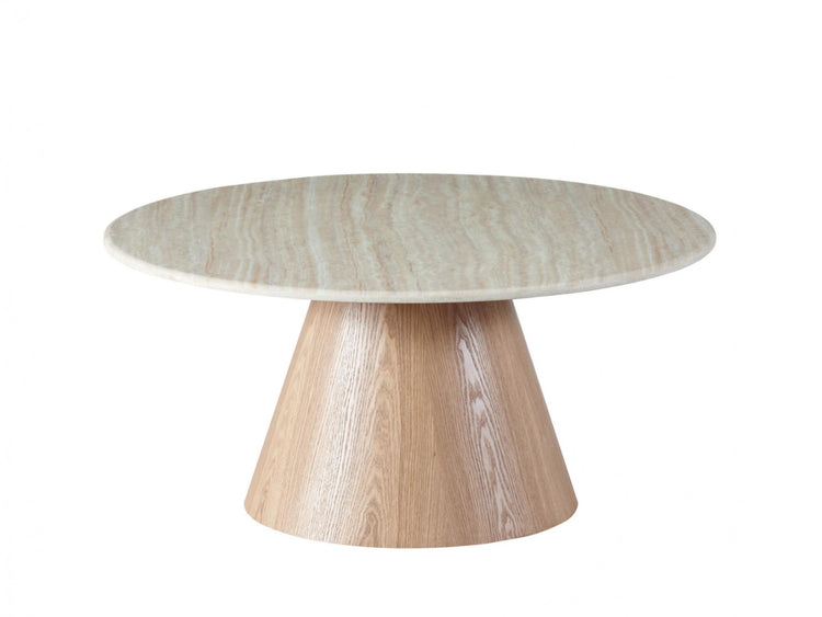 Waverley Round Coffee Table White Travertine