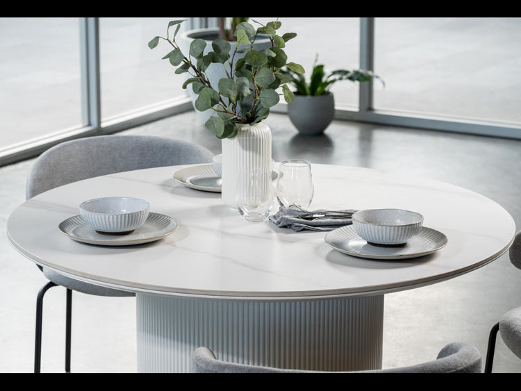 Windsor Dining Table Snow White Ceramic