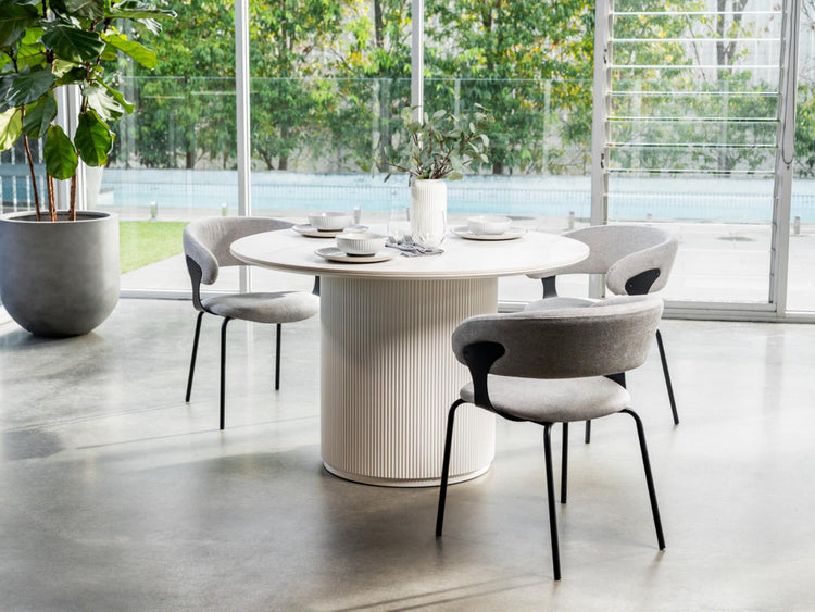 Windsor Dining Table Snow White Ceramic