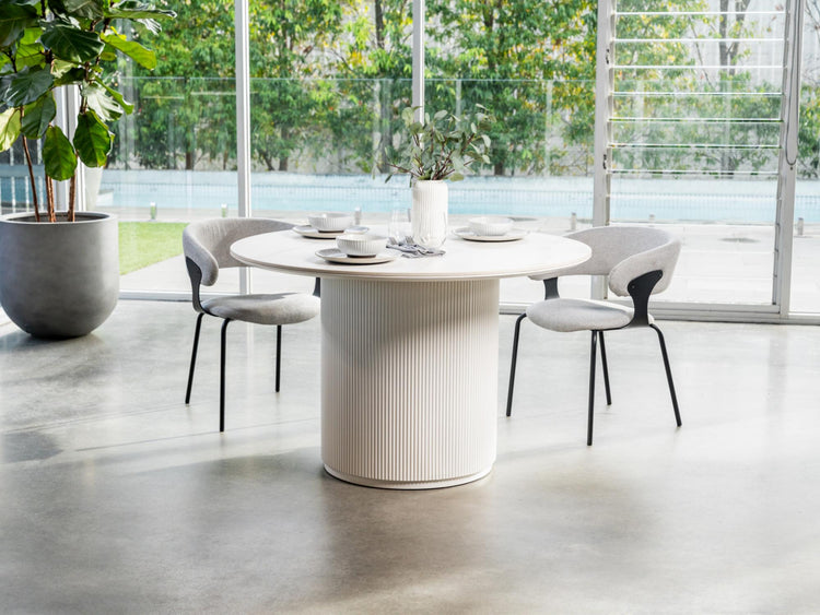 Windsor Dining Table Snow White Ceramic