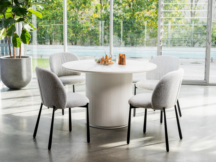 Windsor Dining Table Snow White Ceramic