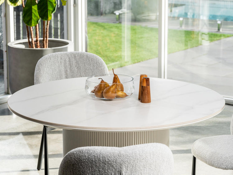 Windsor Dining Table Snow White Ceramic