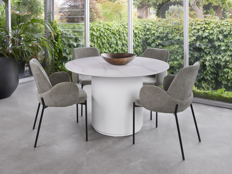 Windsor Dining Table Snow White Ceramic
