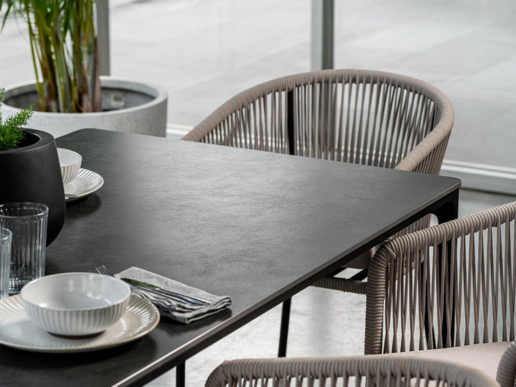 Magnate Dining Table Grey Stone Ceramic