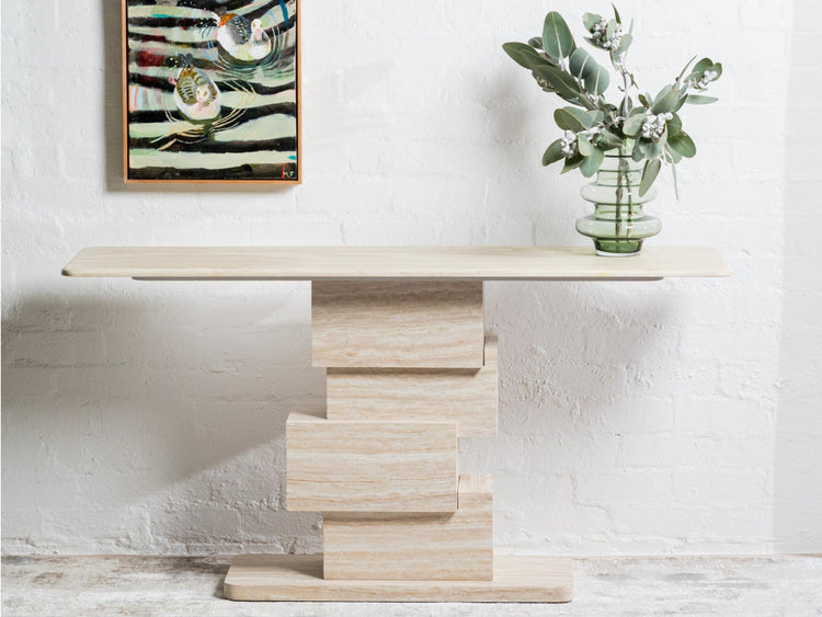 Eros Console Table White Travertine