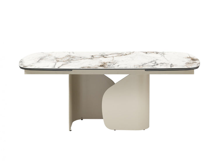 Messina Extension Dining Table Milan White Marble