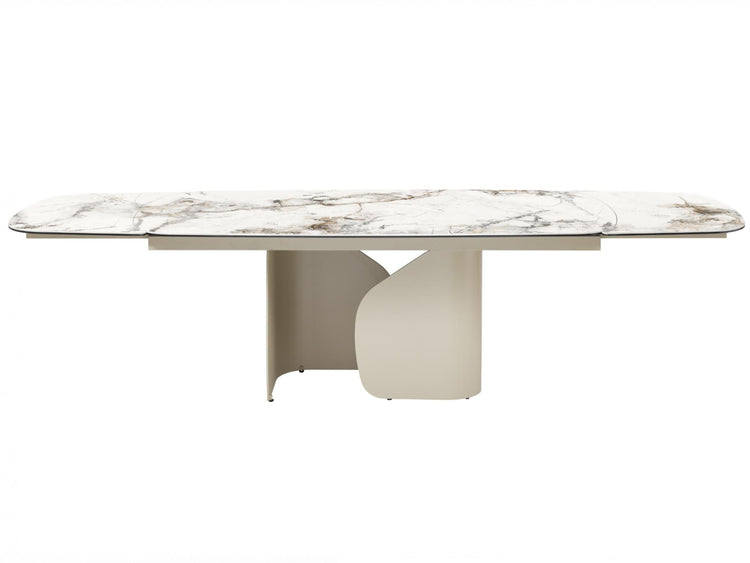 Messina Extension Dining Table Milan White Marble