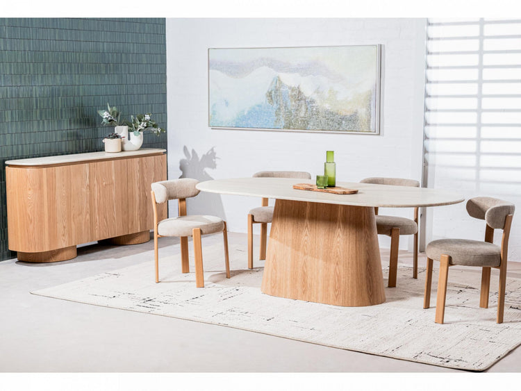 Waverley Dining Table White Travertine