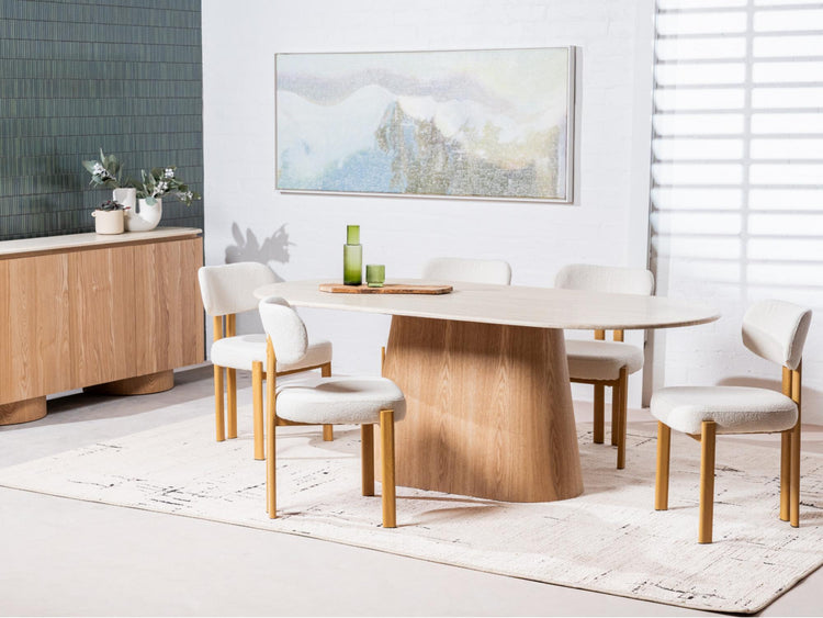 Waverley Dining Table White Travertine