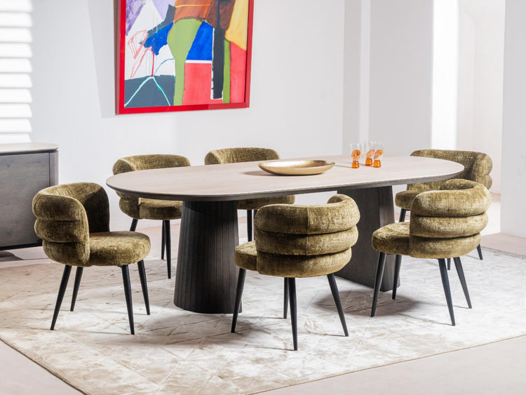 Sorrento Large Dining Table Bisque / Coffee