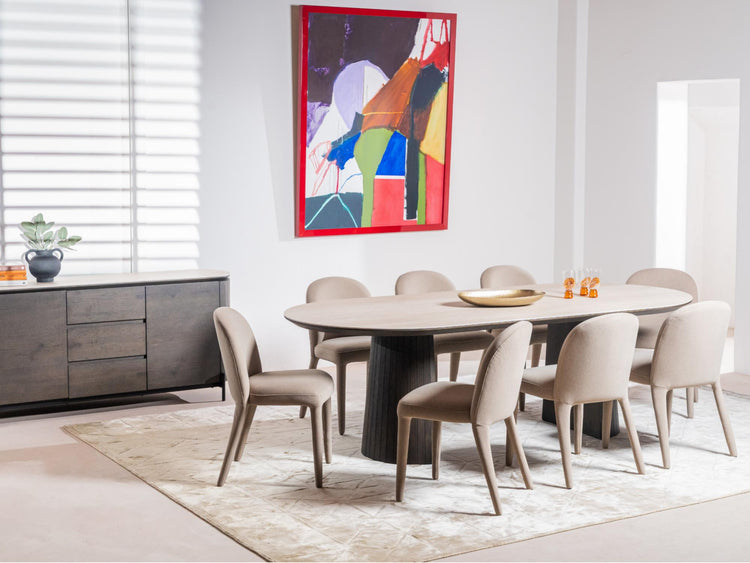 Sorrento Large Dining Table Bisque / Coffee