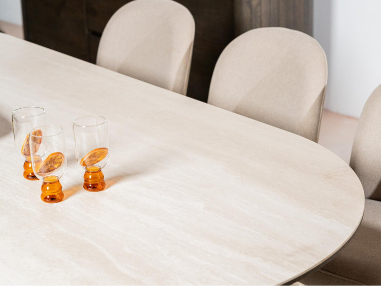 Sorrento Large Dining Table Bisque / Coffee