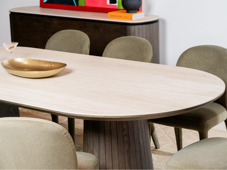 Sorrento Large Dining Table Bisque / Coffee