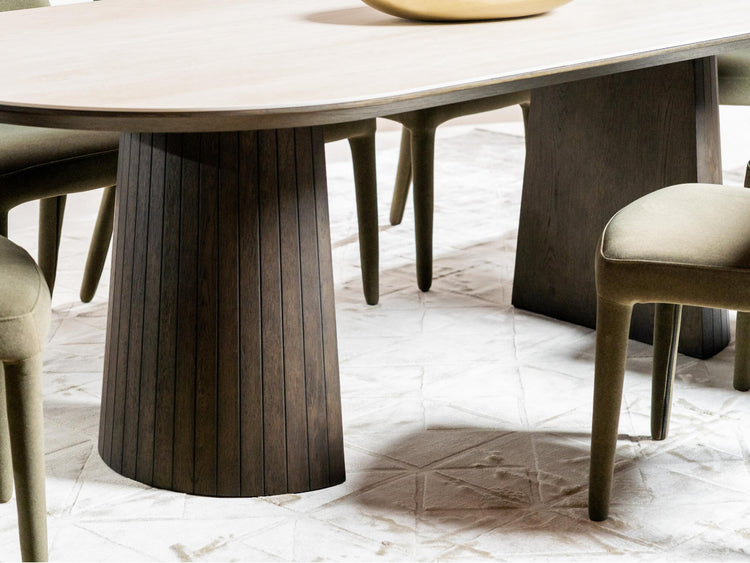 Sorrento Large Dining Table Bisque / Coffee