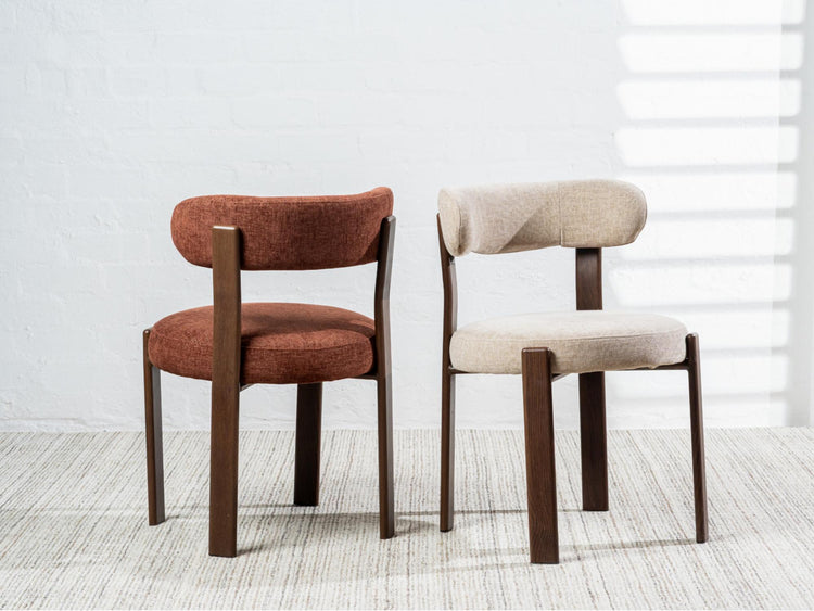Carmo Dining Chair Beige/ Walnut Set of 2