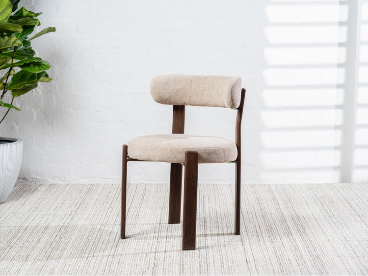 Carmo Dining Chair Beige/ Walnut Set of 2