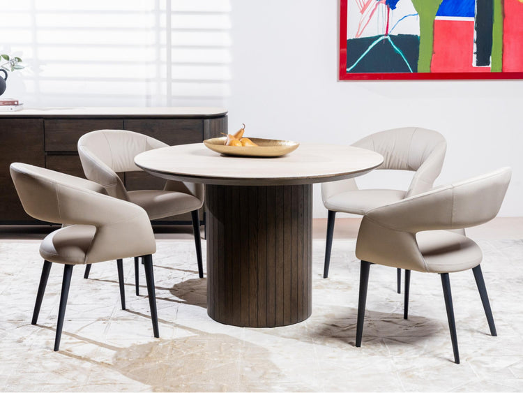 Sorrento Round Dining Table Bisque / Coffee