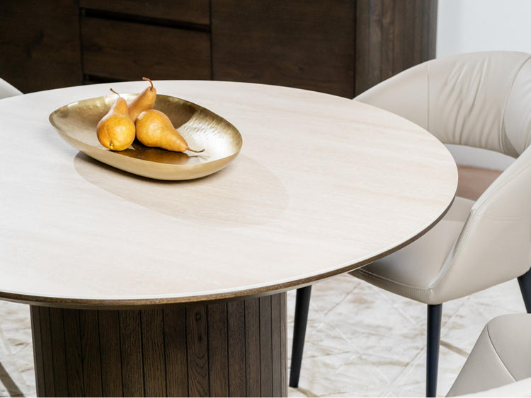Sorrento Round Dining Table Bisque / Coffee