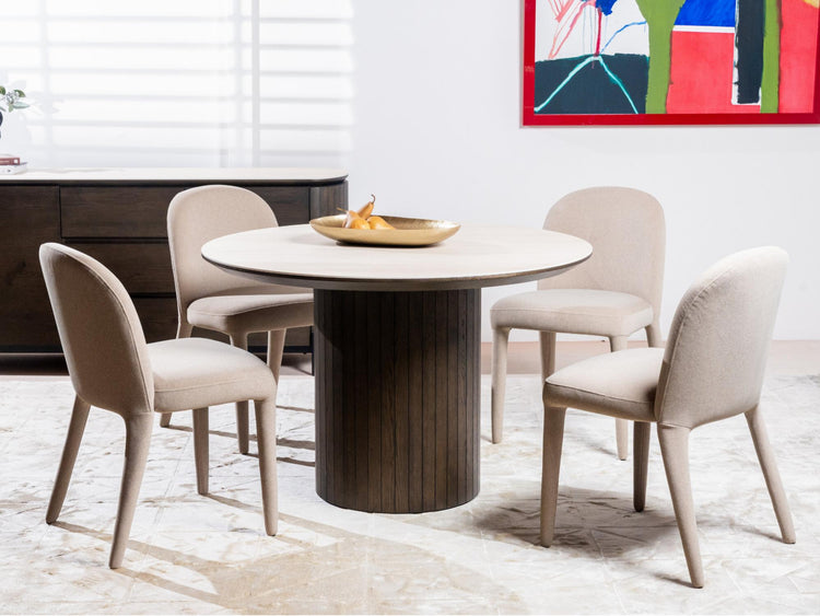 Sorrento Round Dining Table Bisque / Coffee