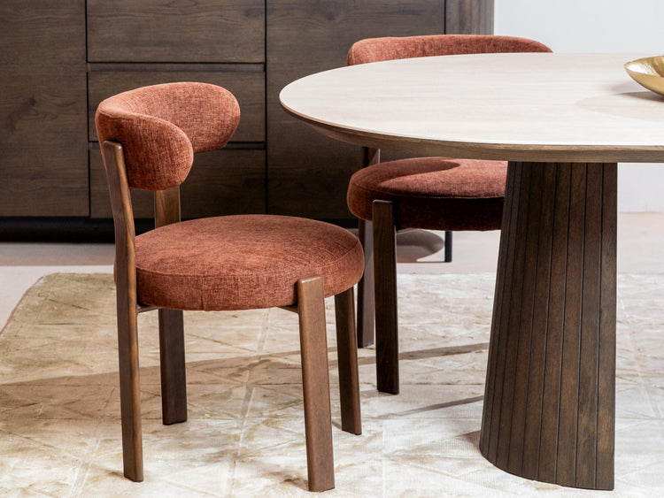Carmo Dining Chair Rust/ Walnut Set of 2