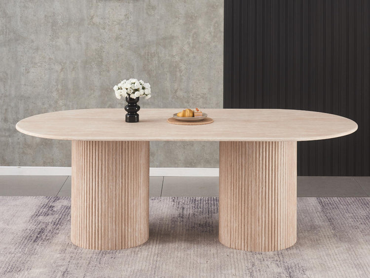 Pompeii Rectangular Dining Table Travertine