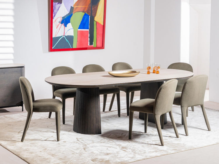 Sorrento Large Dining Table Bisque / Coffee