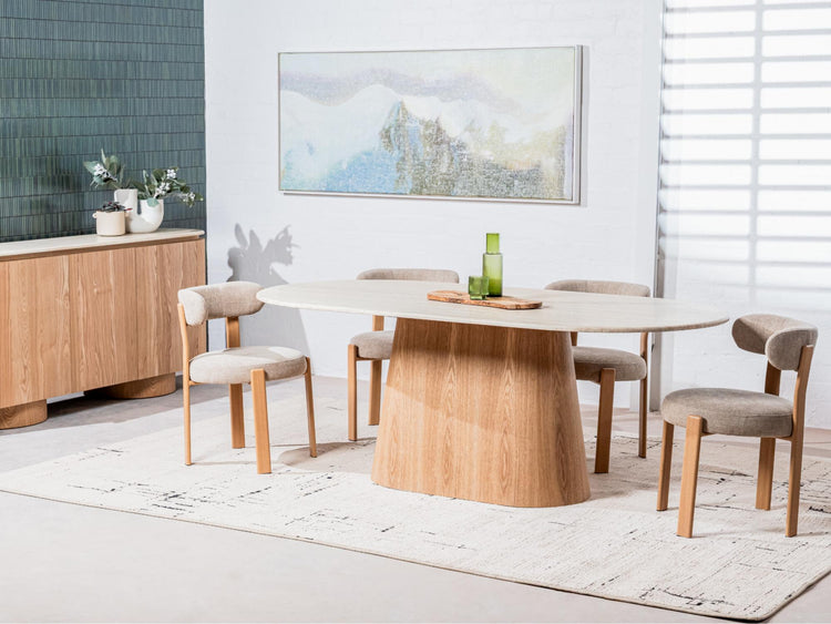 Waverley Large Dining Table White Travertine