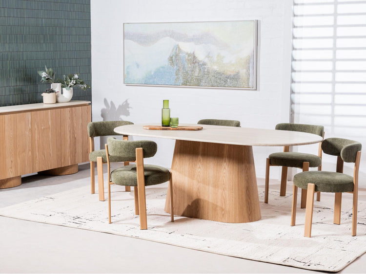 Waverley Large Dining Table White Travertine