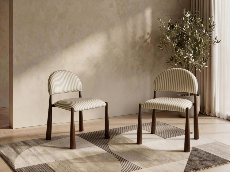Egypt Dining Chair Beige / Walnut Set of 2