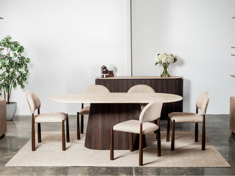 Egypt Dining Chair Beige / Walnut Set of 2