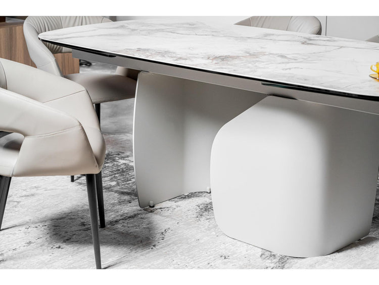 Messina Extension Dining Table Milan White Marble