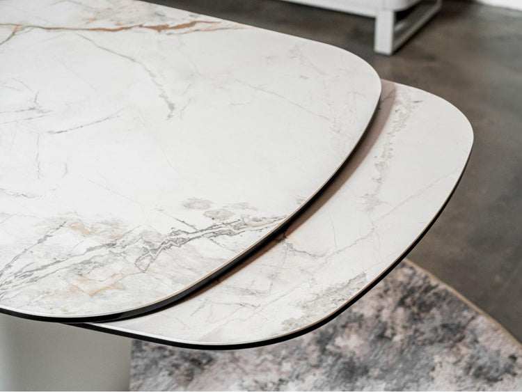 Messina Extension Dining Table Milan White Marble