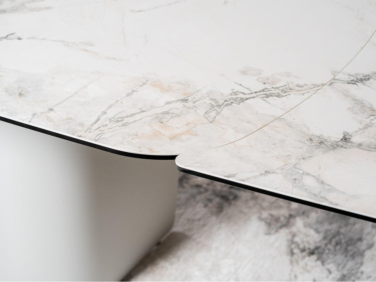 Messina Extension Dining Table Milan White Marble